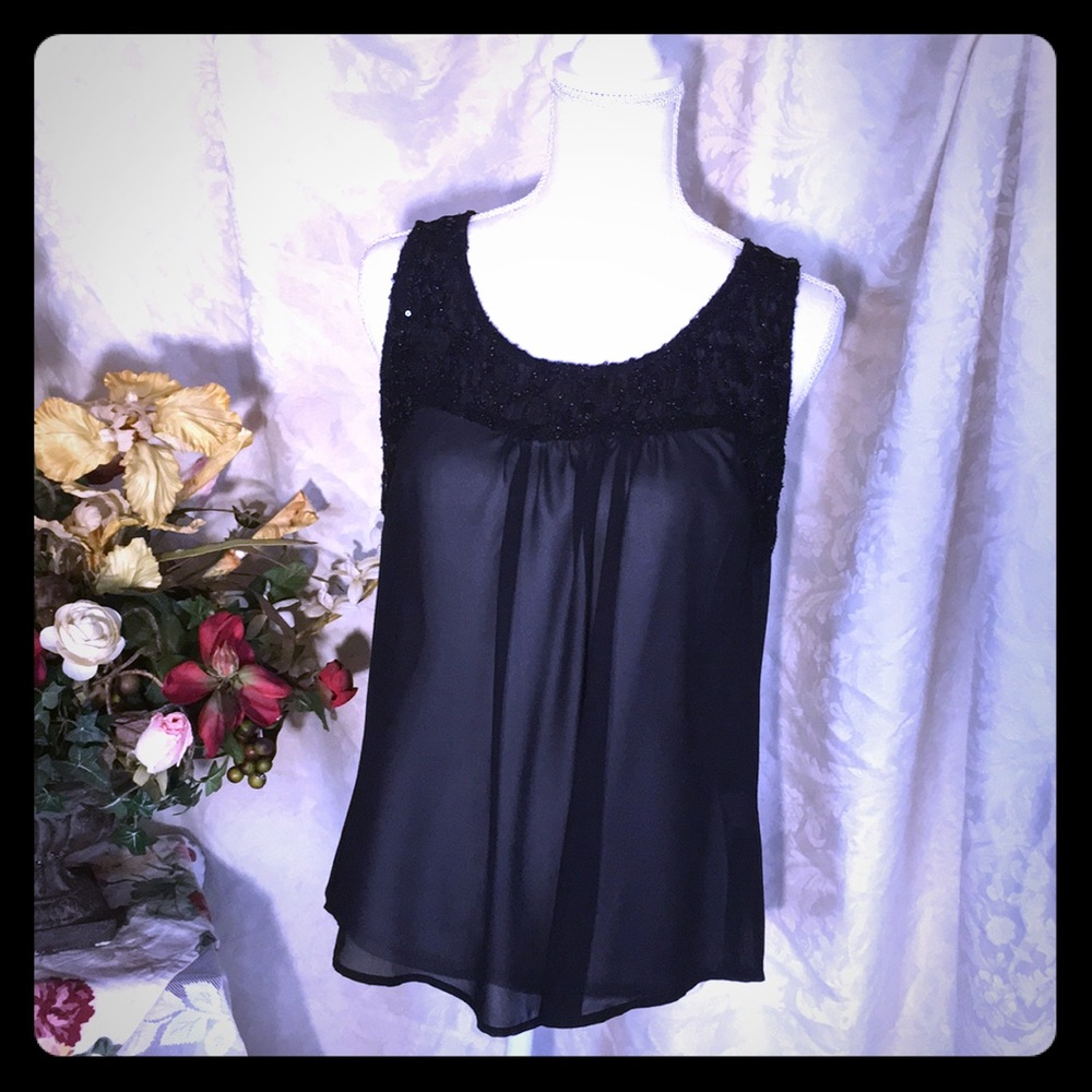 Charming Charlie Black sequined dress tank top